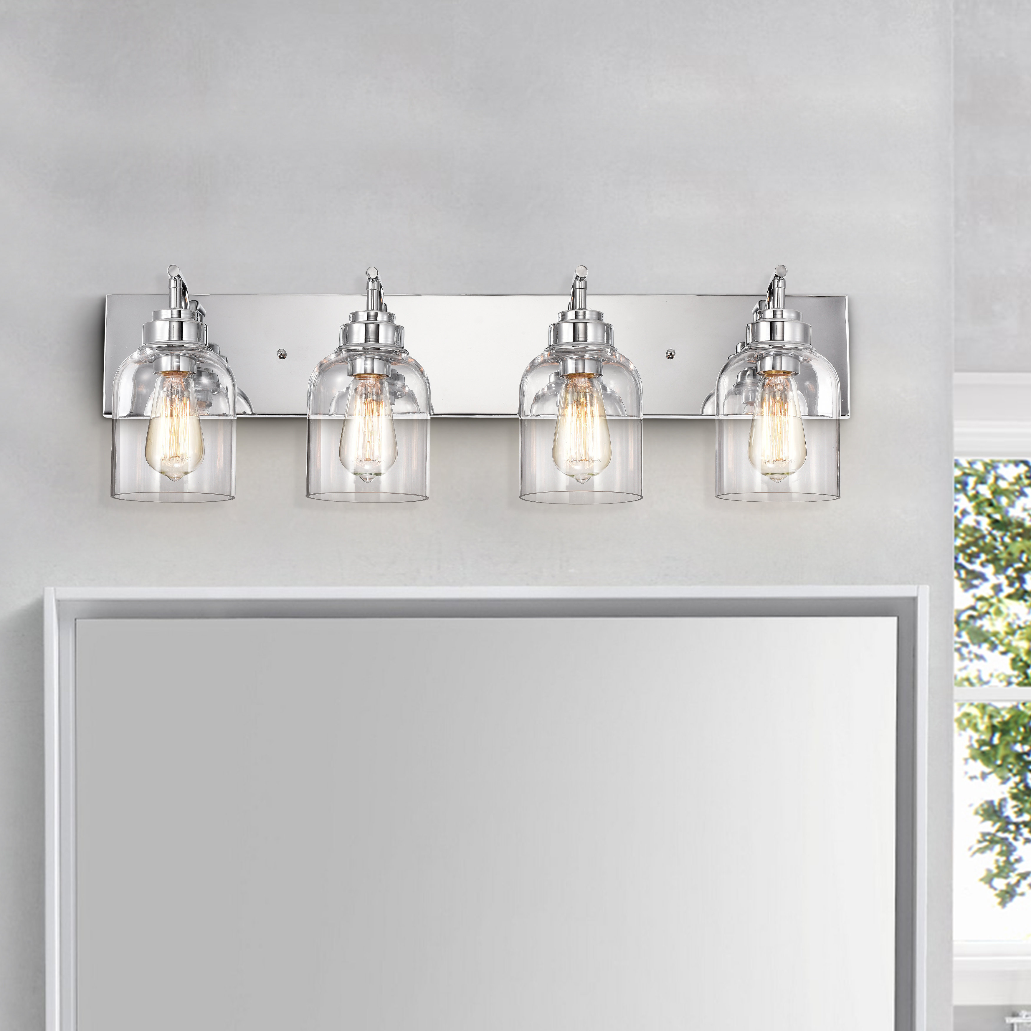 Breakwater Bay Doughton 4 Light Chrome Vanity Light Reviews Wayfair